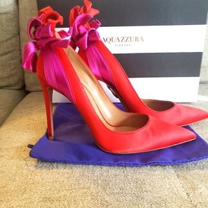 Gorgeous pumps! Red & Fuscia. EU 37. US 7. Made in Italy by Aquazzura